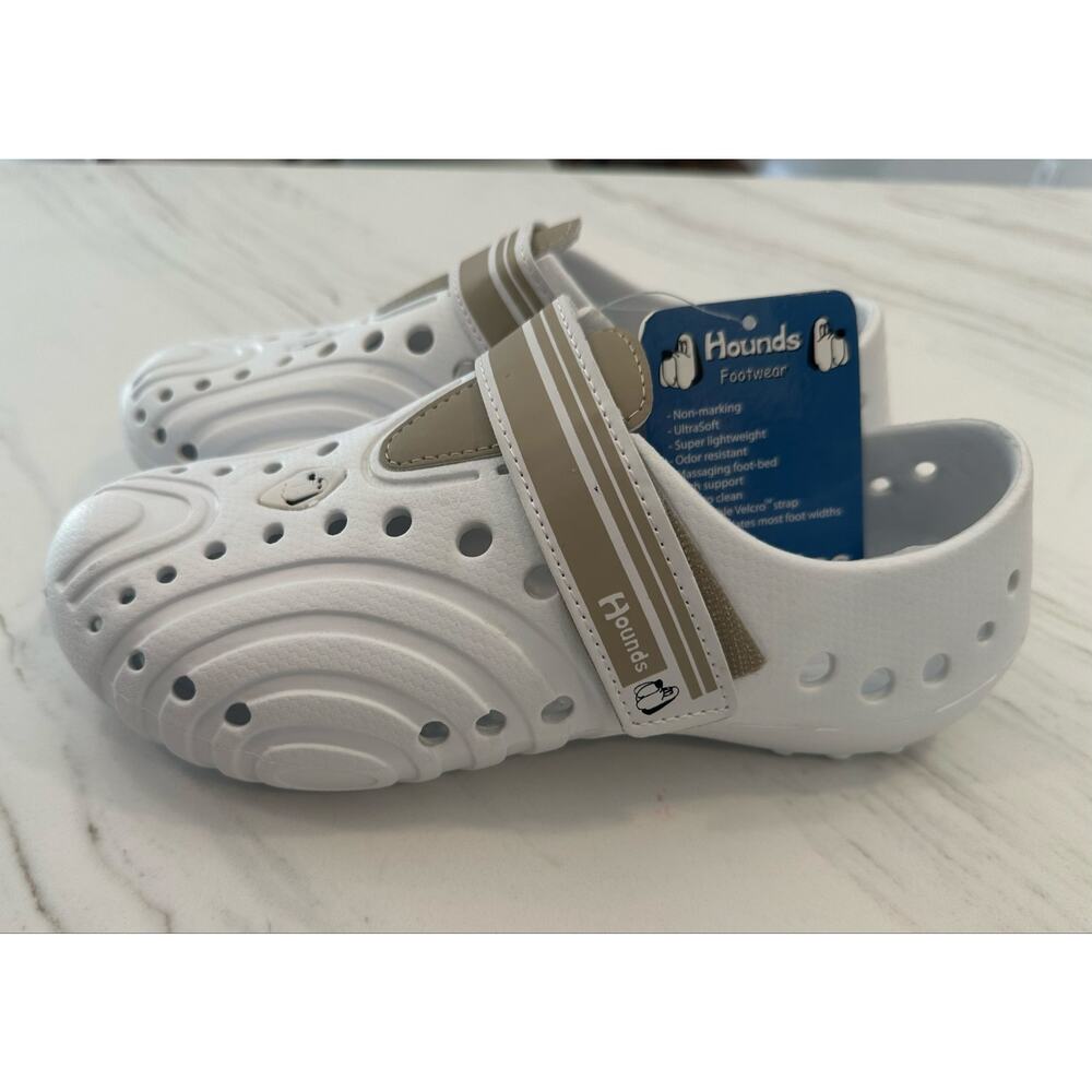 Hounds Footwear Women's Ultralites Clog Shoes White/Tan Size 5/6 NWT USA Dawgs - Picture 3 of 9